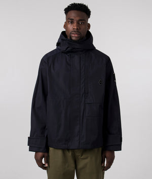 A Cold Wall Gable Storm Jacket in Navy Model Front Shot zipped up at EQVVS