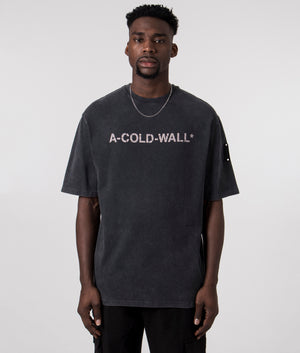 A-COLD-WALL Overdye Logo T-Shirt in onyx  front shot at EQVVS