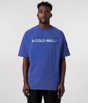 A-COLD-WALL Overdye Logo T-Shirt in volt blue front  shot at EQVVS