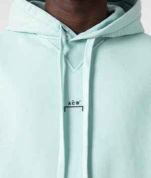 A-COLD-WALL Essential Hoodie in faded turquoise Detail shot at EQVVS
