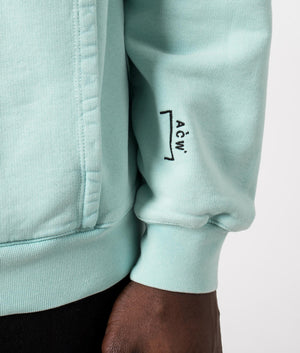 A-COLD-WALL Essential Hoodie in faded turquoise Detail shot at EQVVS