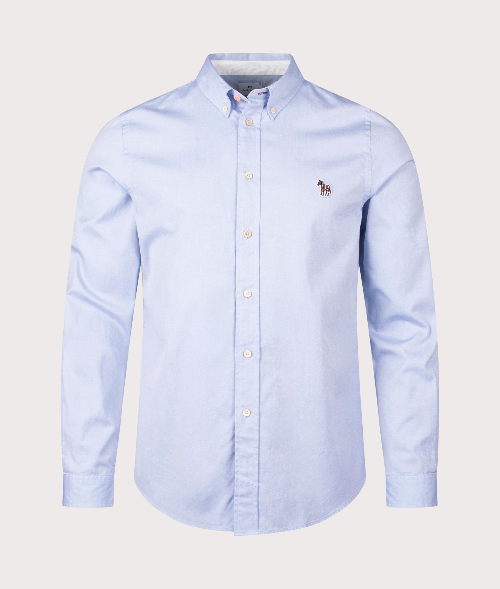 PS Paul Smith Slim Fit Long Sleeve Zebra Shirt in Petrol Blue, 100% Organic Cotton at EQVVS Menswear front shot