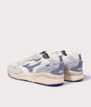 Mizuno Sky Medal B Sneakers in White Sand/Quicksilver/Snow White Back Shot at EQVVS