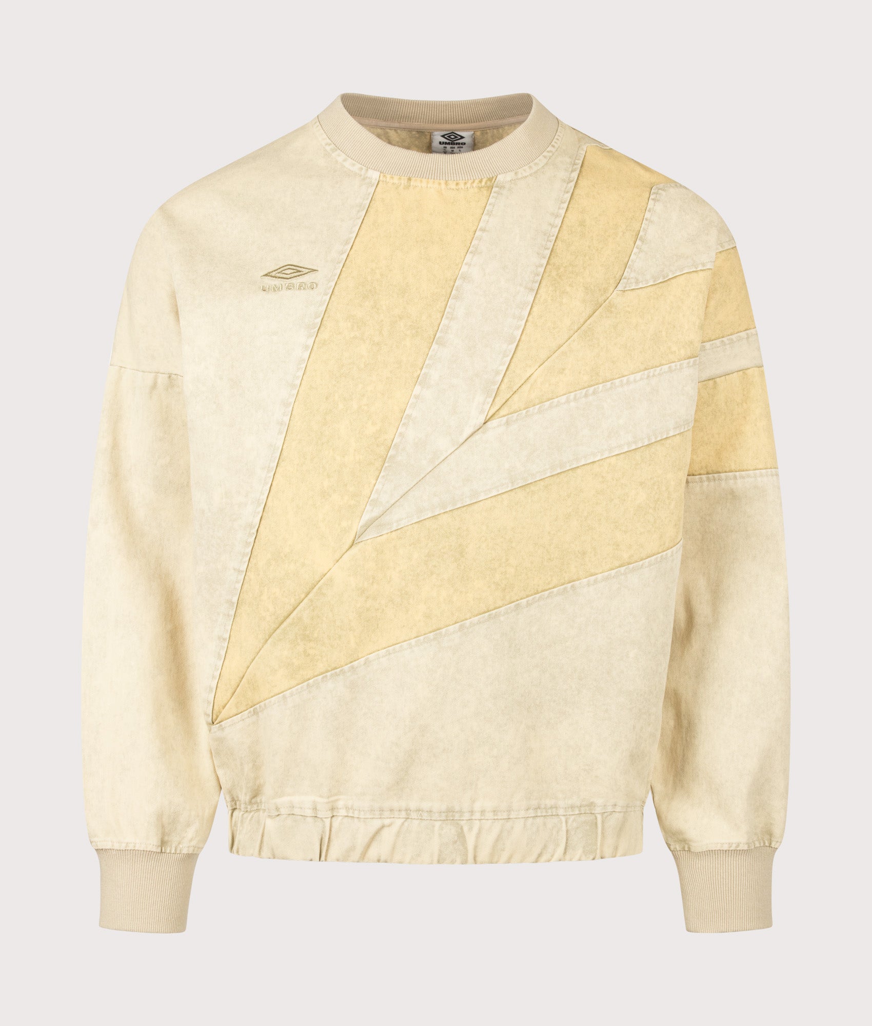 Umbro Relaxed Fit Washed Diamond Drill Sweatshirt in Dust and Gray Green at EQVVS Menswear. Front shot.