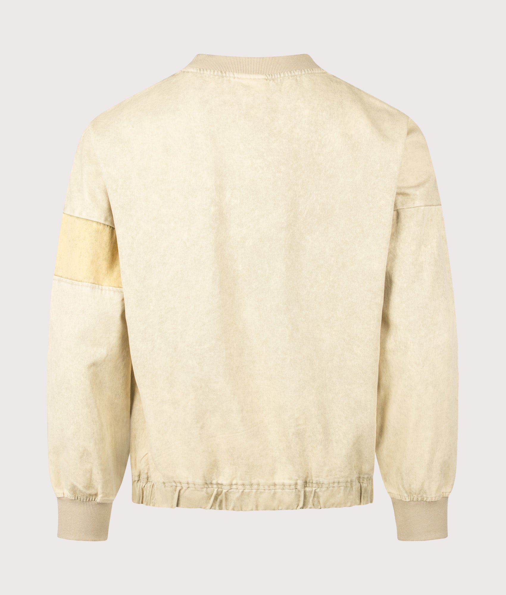 Umbro Relaxed Fit Washed Diamond Drill Sweatshirt in Dust and Gray Green at EQVVS Menswear. Back shot.