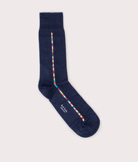 Vittore Signature Stripe Socks: 47 Navy 