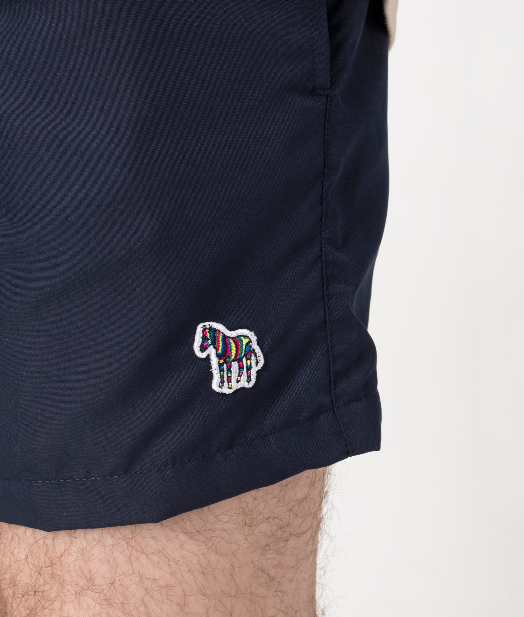 PS Paul Smith PS Zebra Swimshort in Navy. Shot at EQVVS. Detail shot