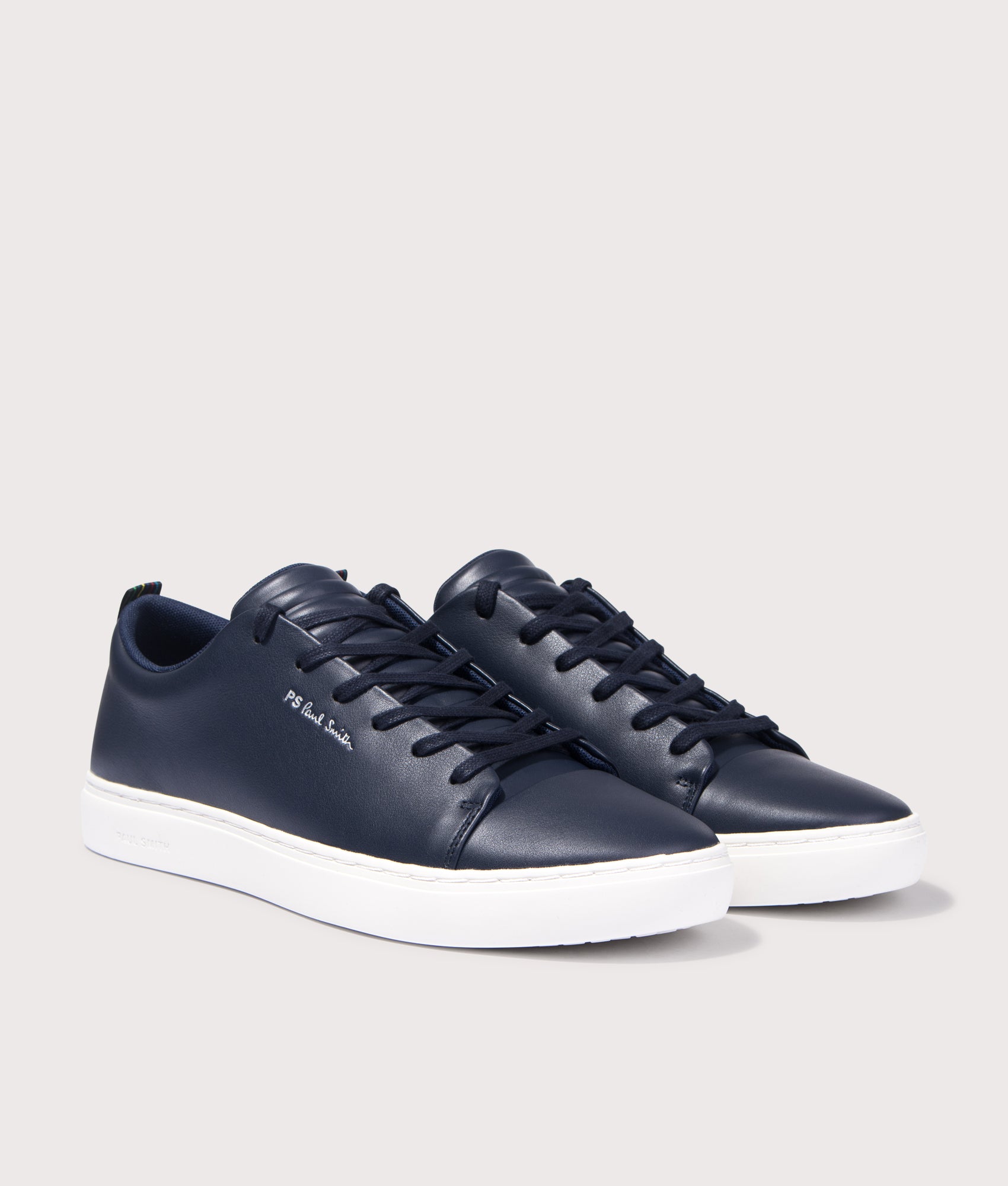 PS Paul Smith Lee Tape Trainers in Navy. Shot at EQVVS. Angle shot. 
