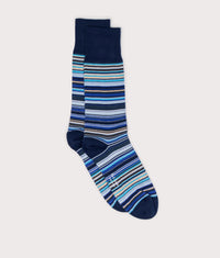 Signature Stripe Socks: 47 Navy 