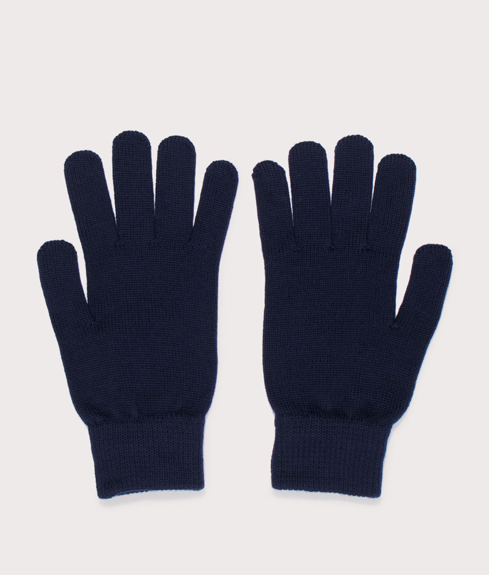 PS Paul Smith Zebra Gloves in Navy 100% wool at EQVVS menswear back flat shot 