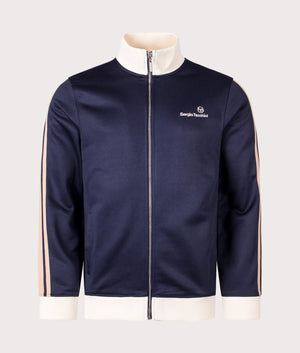 Adriano Track Top in Maritime Blue by Sergio Tacchini. EQVVS Front Angle Shot.
