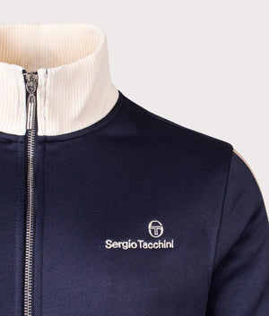 Adriano Track Top in Maritime Blue by Sergio Tacchini. EQVVS Detail Shot.