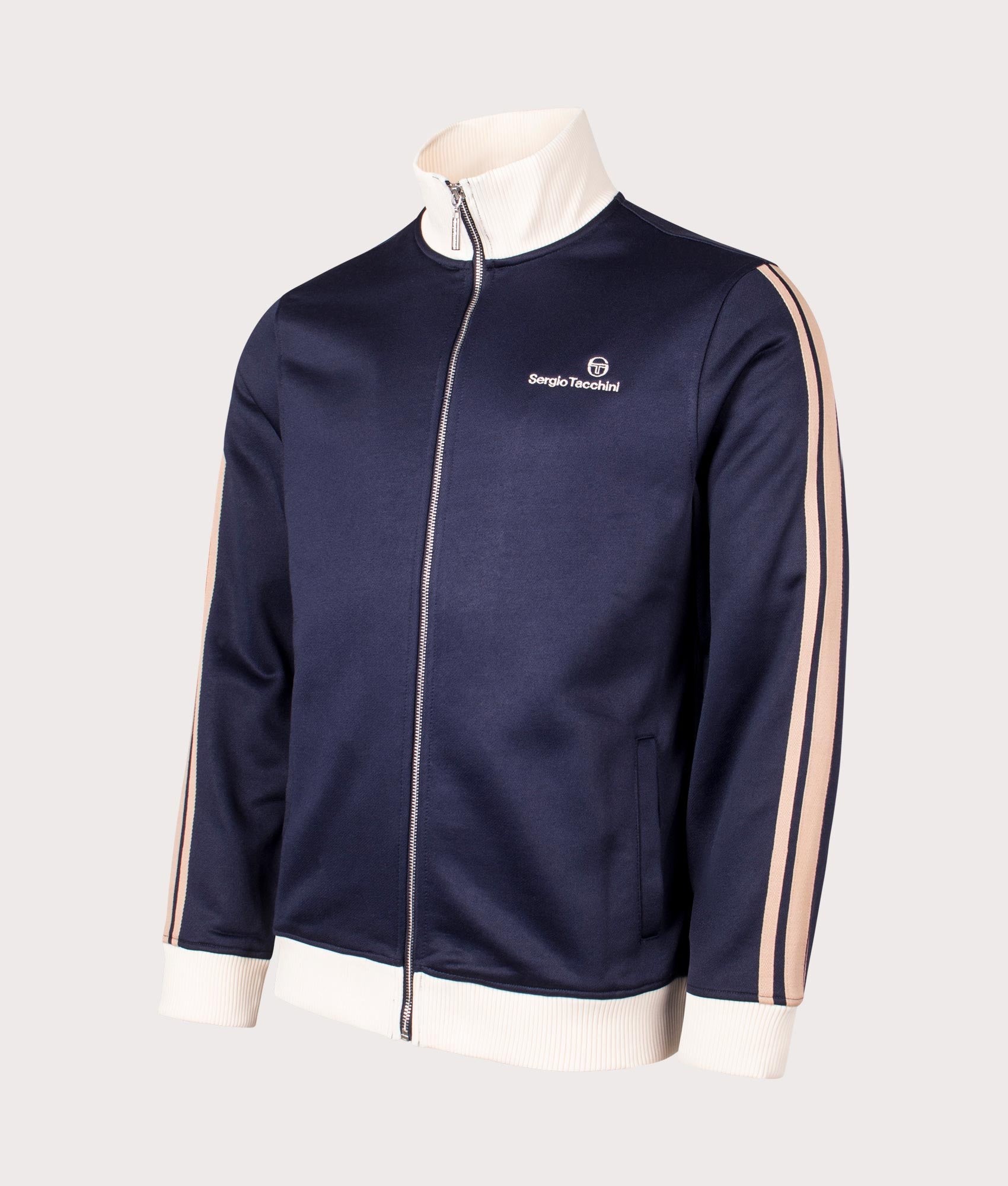 Adriano Track Top in Maritime Blue by Sergio Tacchini. EQVVS Side Angle Shot.