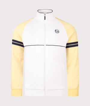 Orion Track Top in White & Golden Haze by Sergio Tacchini. EQVVS Front Angle Shot.