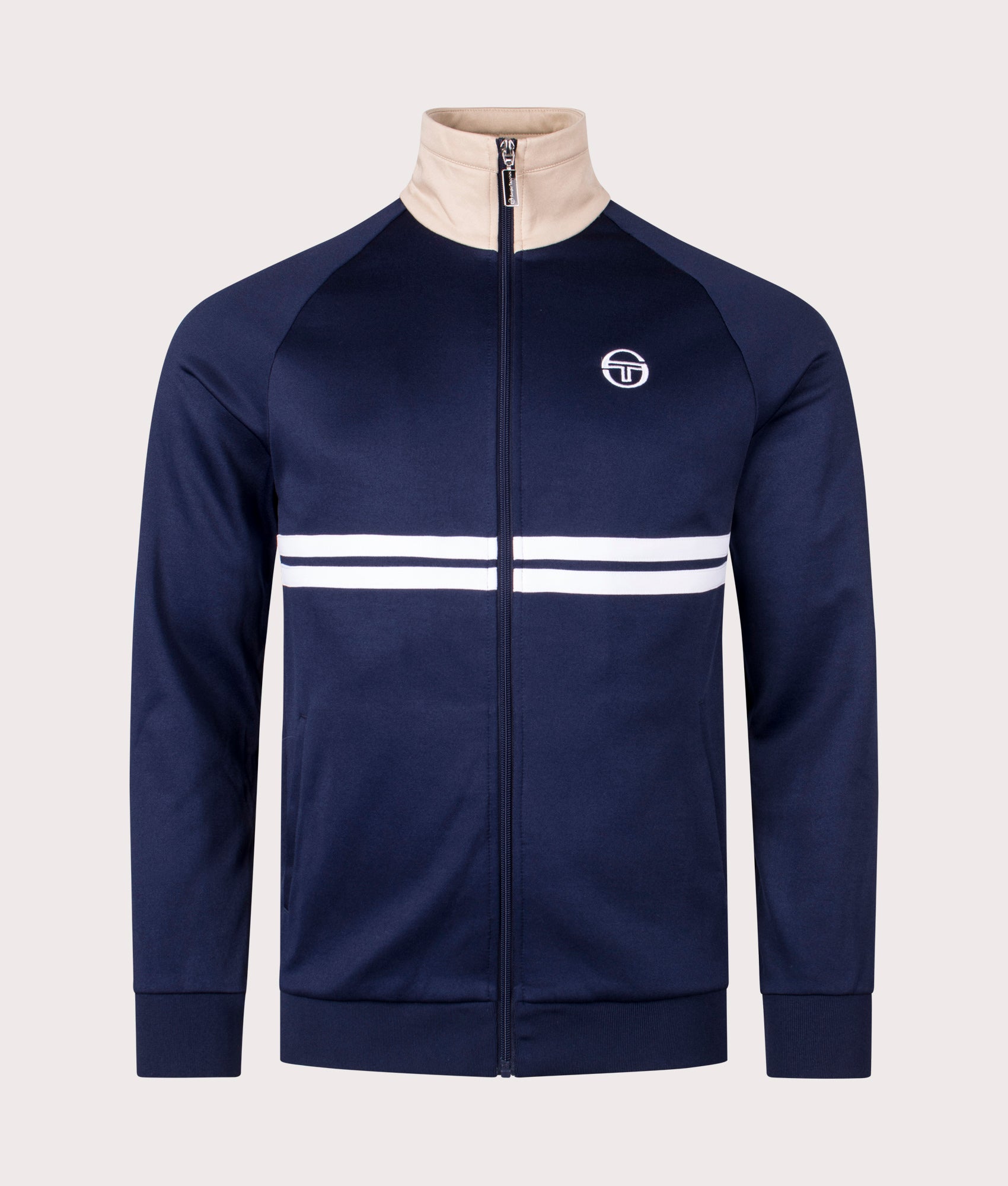 Dallas Track Top in Maritime Blue by Sergio Tacchini. EQVVS Front Angle Shot.