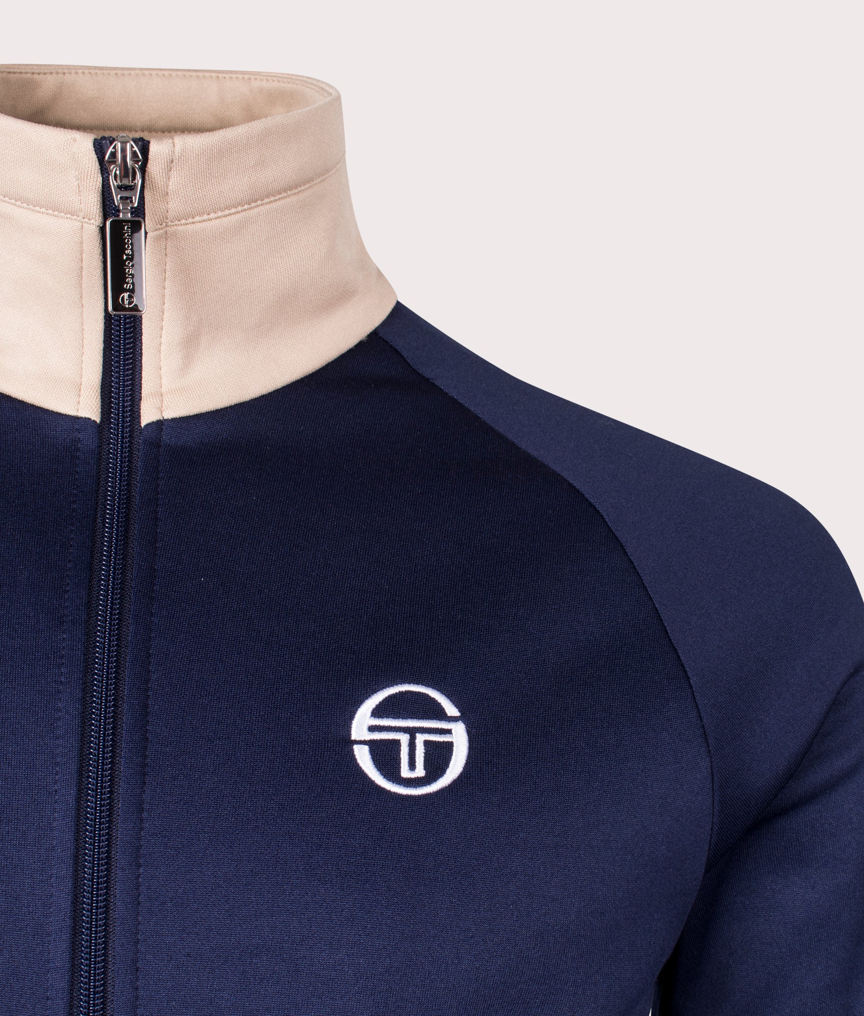 Dallas Track Top in Maritime Blue by Sergio Tacchini. EQVVS Detail Shot.