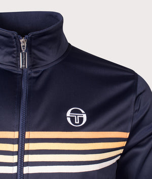 New Varena Track Top in Maritime Blue by Sergio Tacchini. EQVVS Detail Shot.