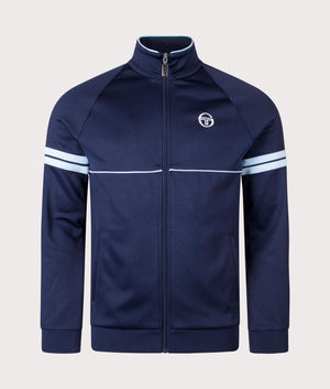 Orion Track Top in Maritime Blue by Sergio Tacchini. EQVVS Front Angle Shot.