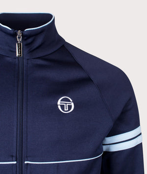 Orion Track Top in Maritime Blue by Sergio Tacchini. EQVVS Detail Shot.