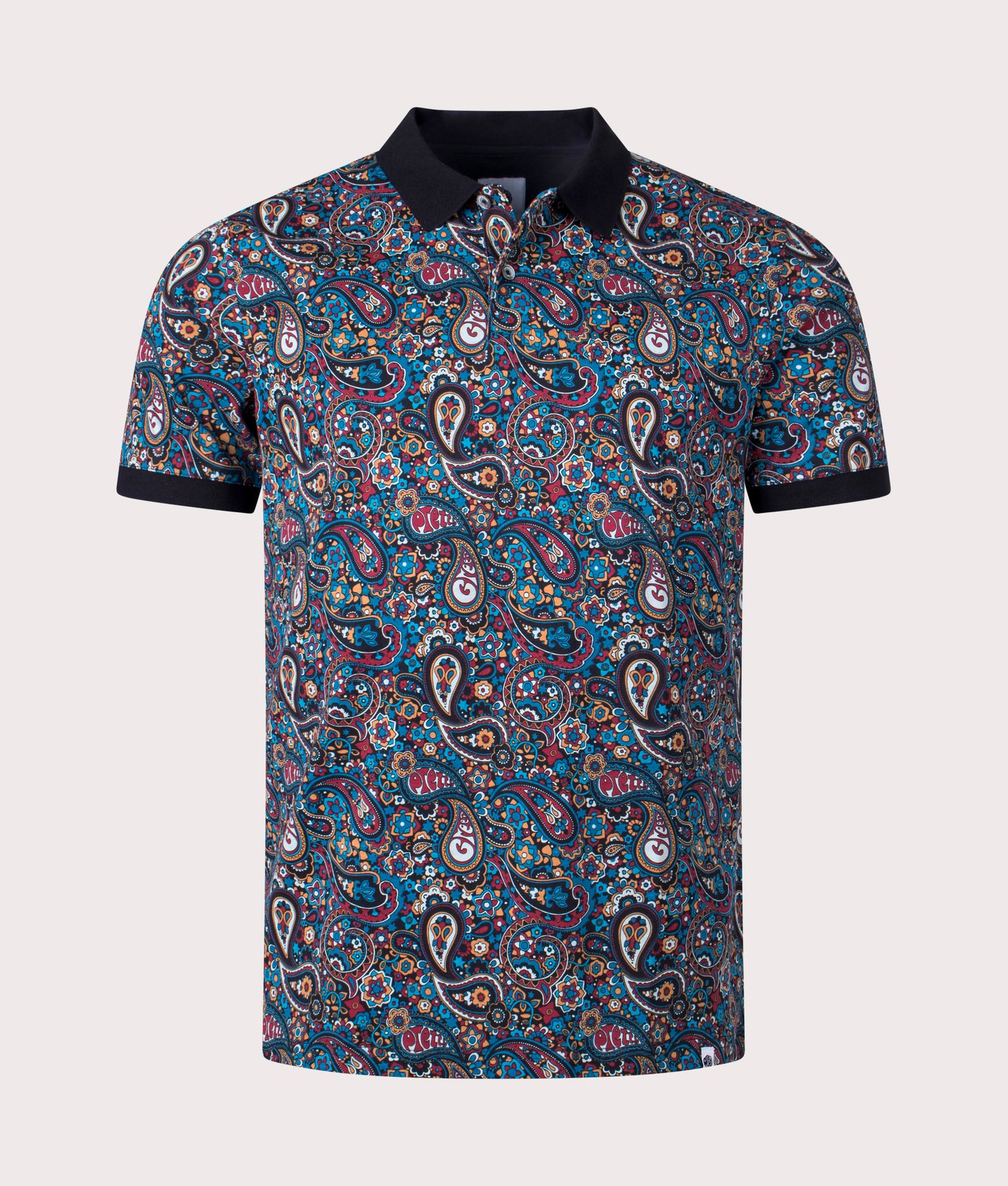 Wonderwall Paisley Polo Shirt in Black Pretty Green EQVVS