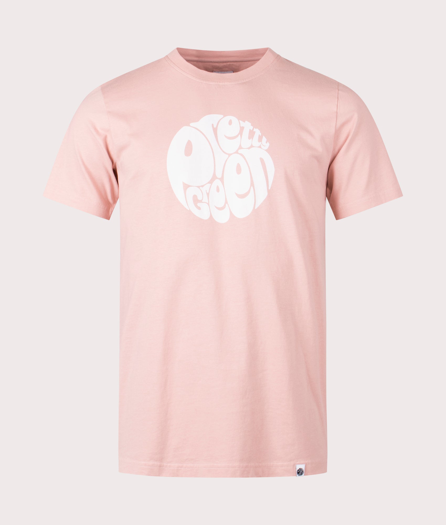 Pretty Green Gillespie Logo T-Shirt in light pink front shot at EQVVS