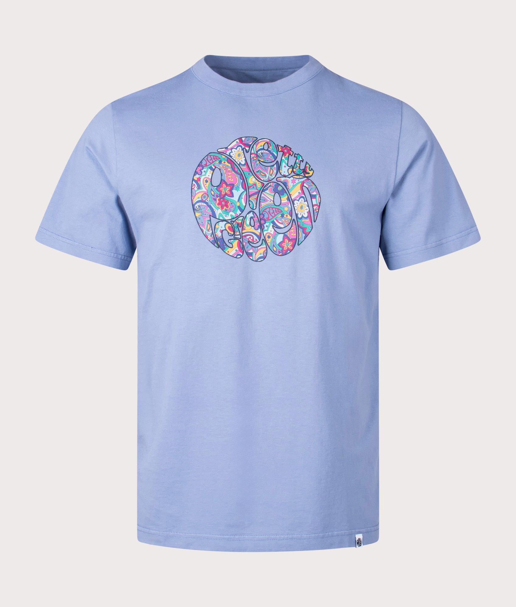 pretty Green Mystic Paisley Logo T-Shirt in Blue Front Shot EQVVS
