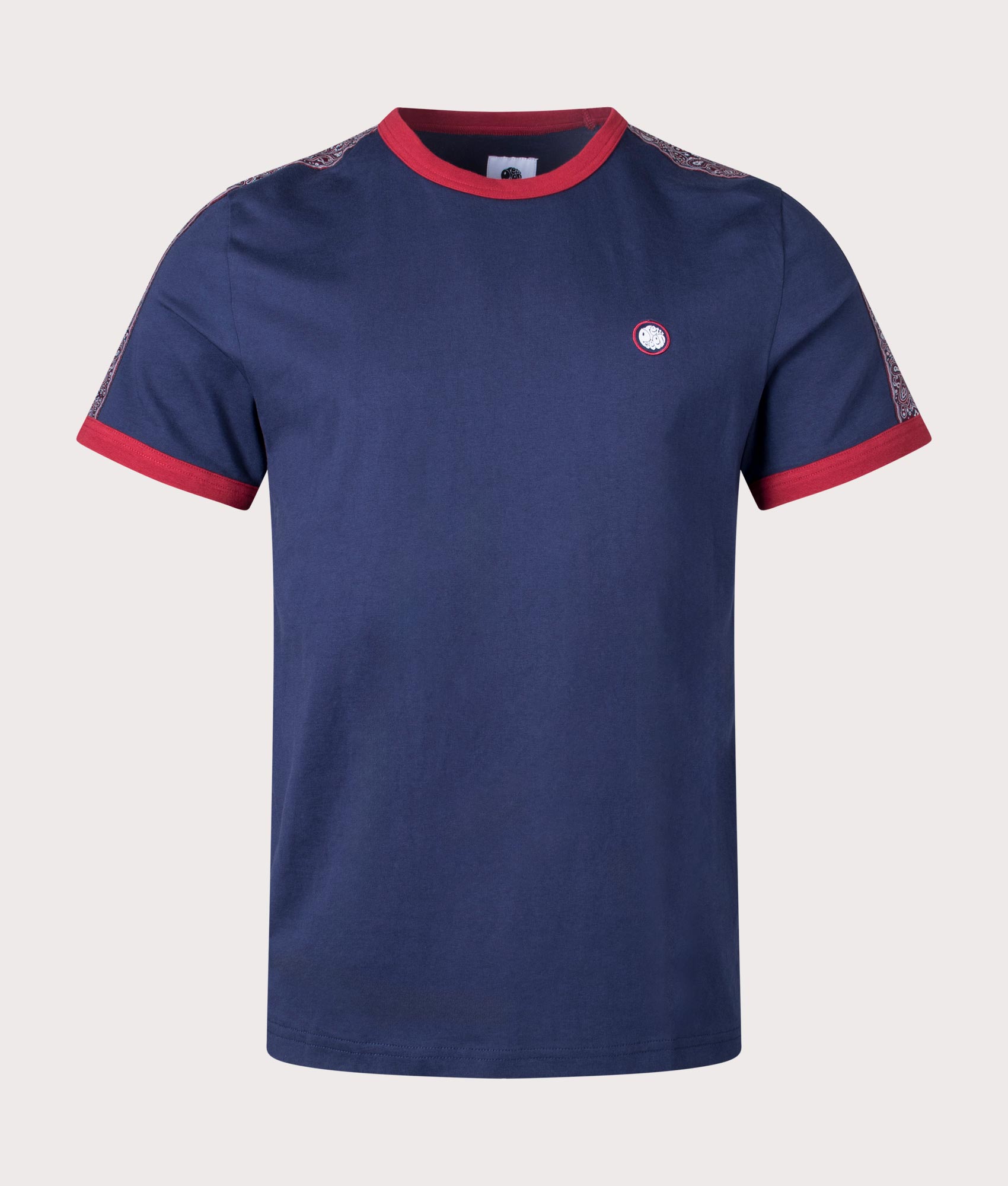 Pretty Green Eclipse Tape T-Shirt in Navy Blue Front Shot EQVVS