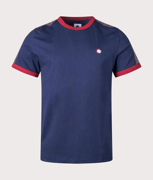Pretty Green Eclipse Tape T-Shirt in Navy Blue Front Shot EQVVS