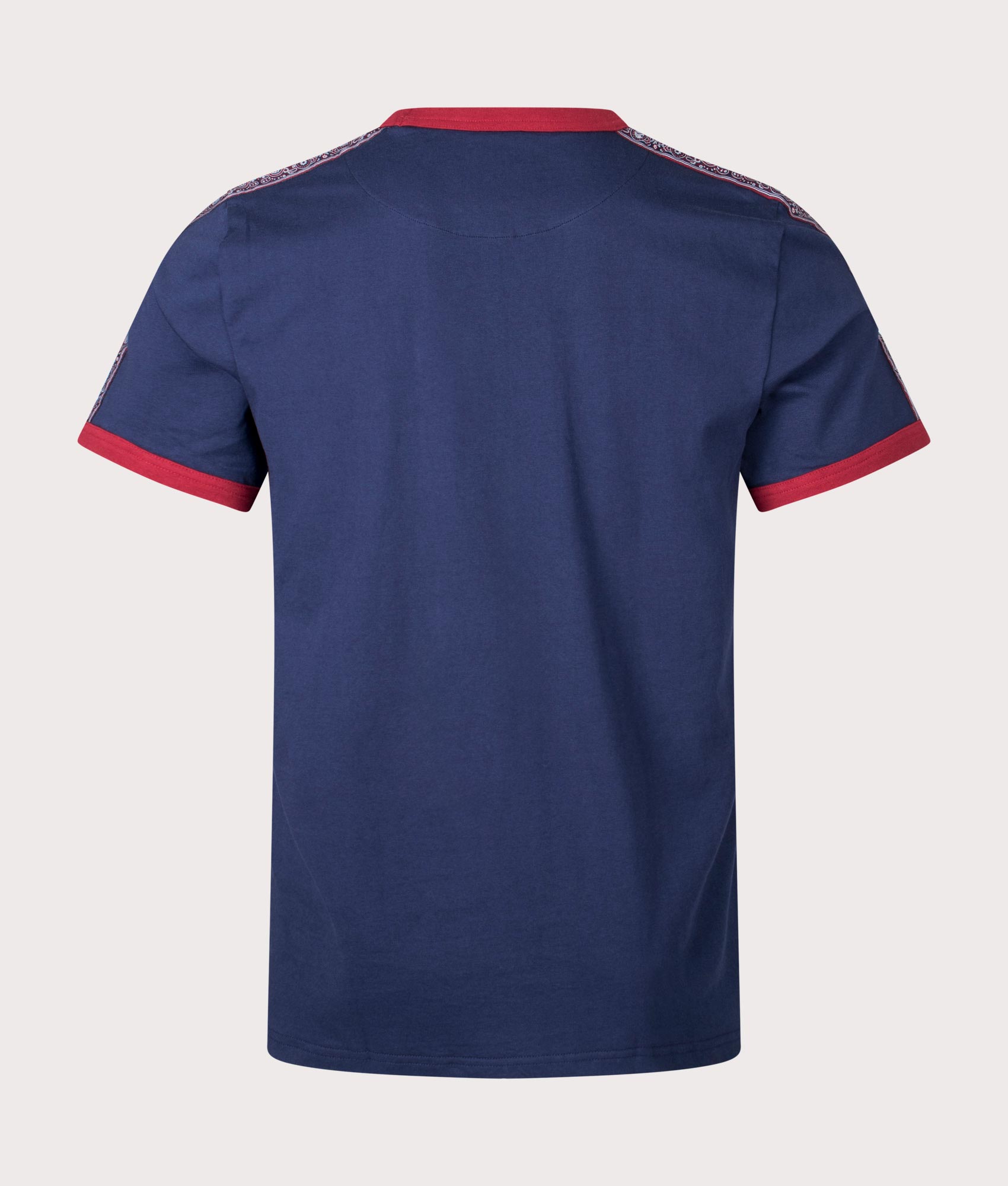 Pretty Green Eclipse Tape T-Shirt in Navy Blue Back Shot EQVVS