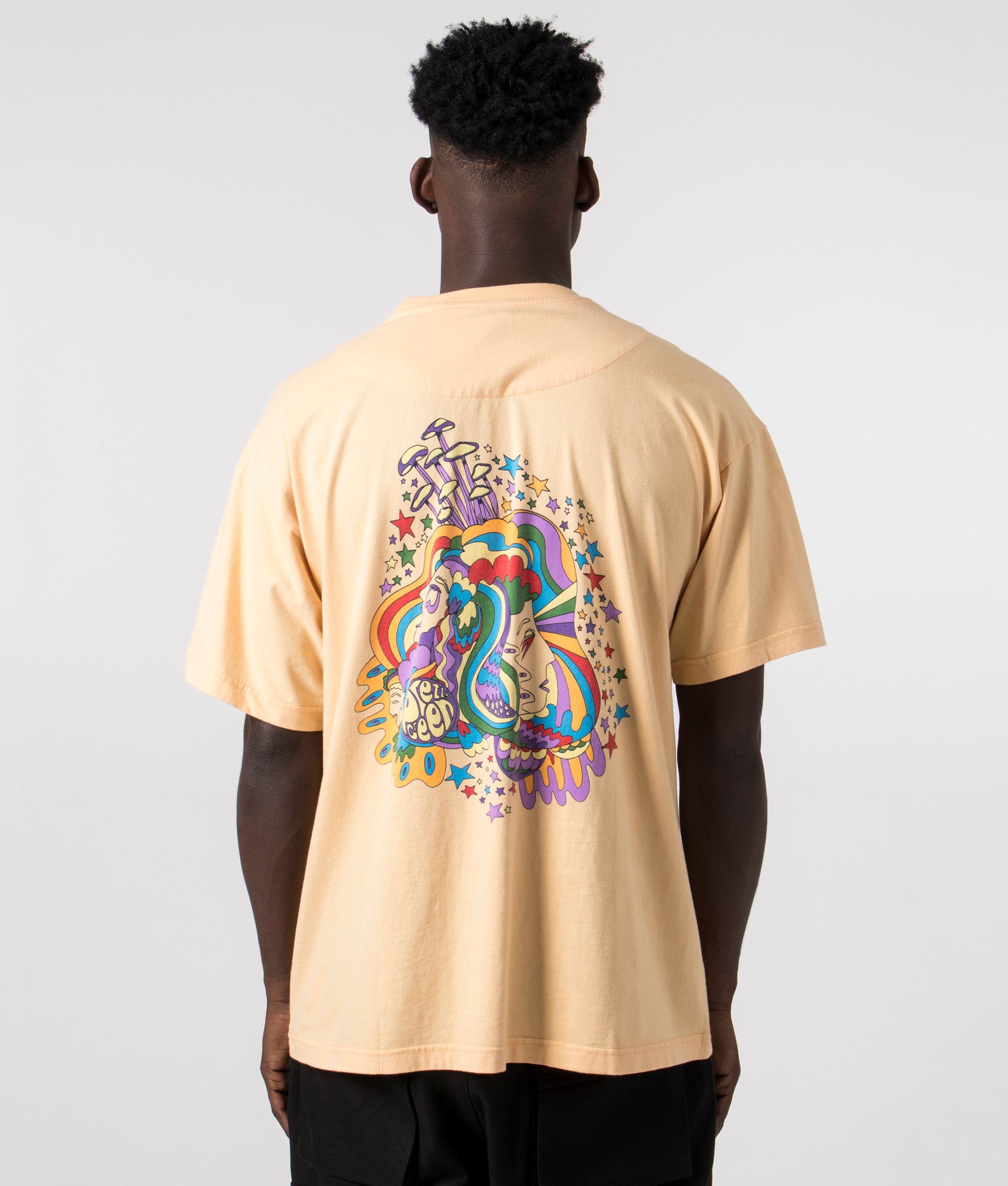Oversized Far Out T-Shirt in orange by pretty green back shot at EQVVS