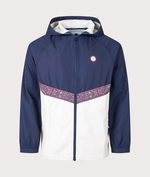 Pretty Green Eclipse Paisley Tape Jacket in Navy, White and Red Patterns Front Shot EQVVS