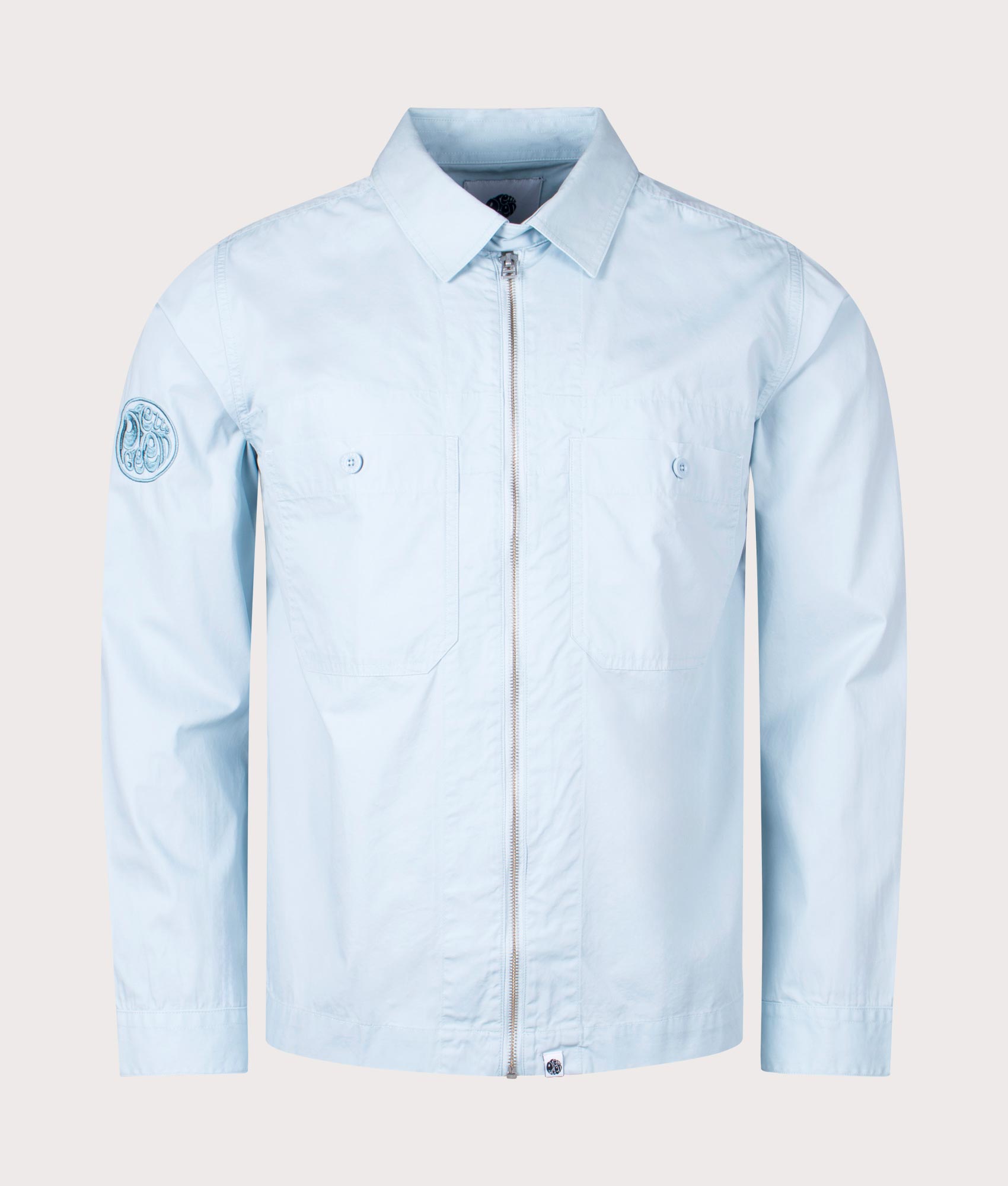 Pretty Green Boston Overshirt in Blue front Shot EQVVS
