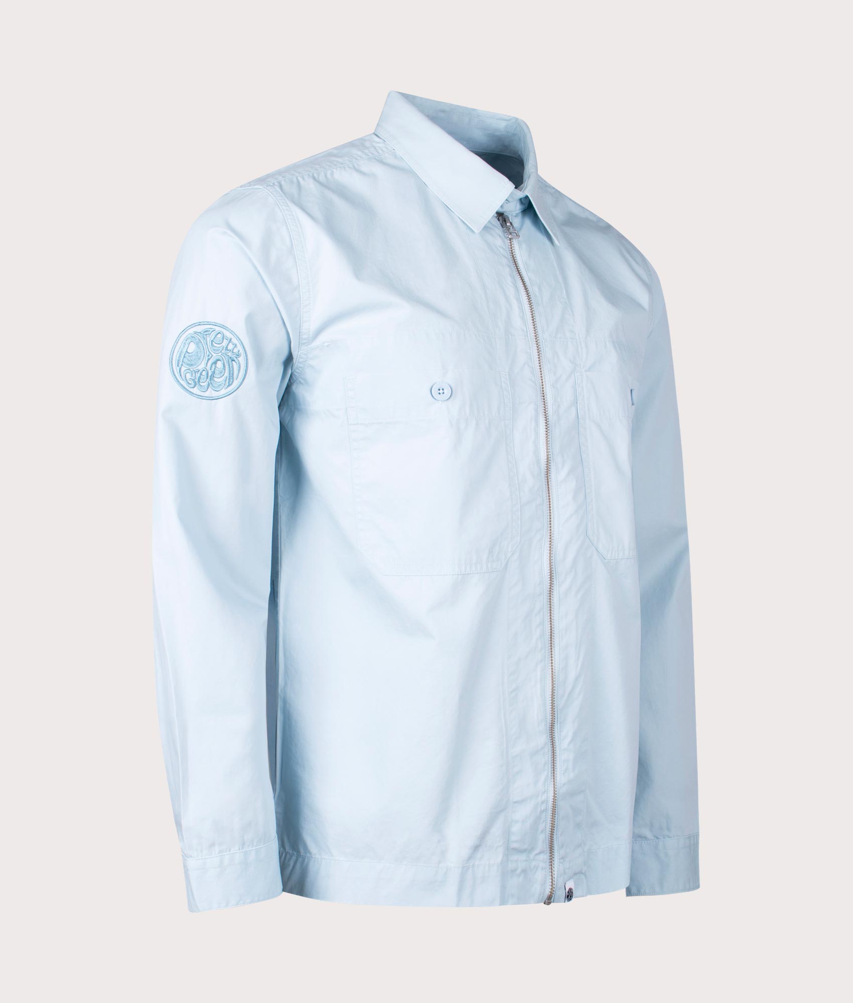 Pretty Green Boston Overshirt in Blue Angle Shot EQVVS
