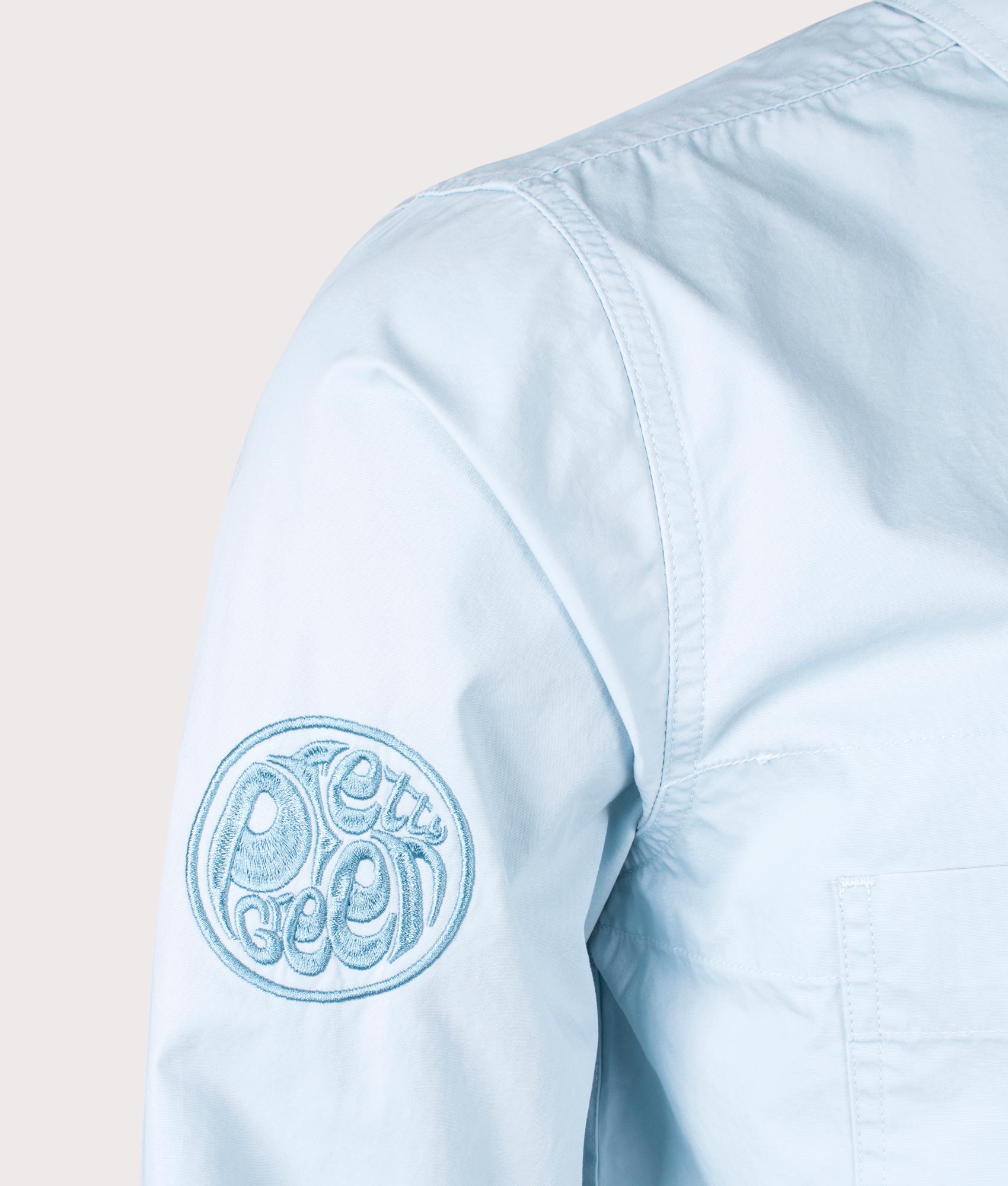 Pretty Green Boston Overshirt in Blue Detail Shot EQVVS