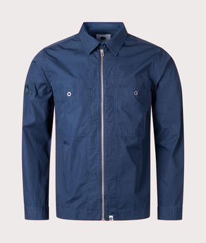 Boston Overshirt in Navy by Pretty Green. EQVVS Front Angle shot.