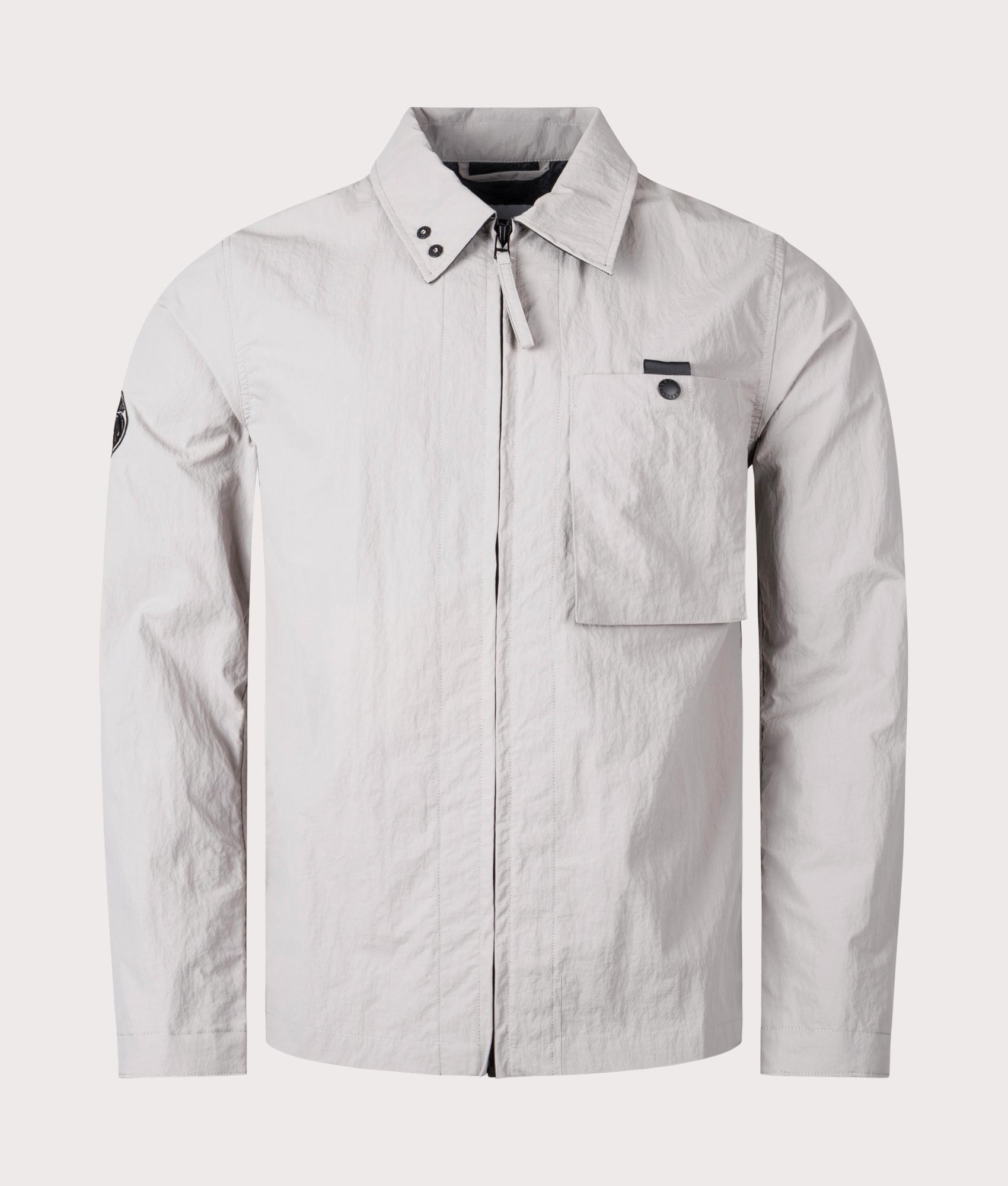 Pretty Green Heaton Overshirt in Light Grey Front Shot EQVVS