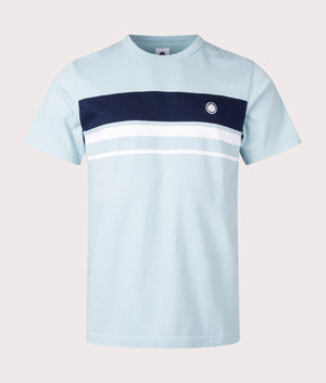 Pretty Green Prestleigh Chest Stripe T-Shirt in Blue Front Shot EQVVS