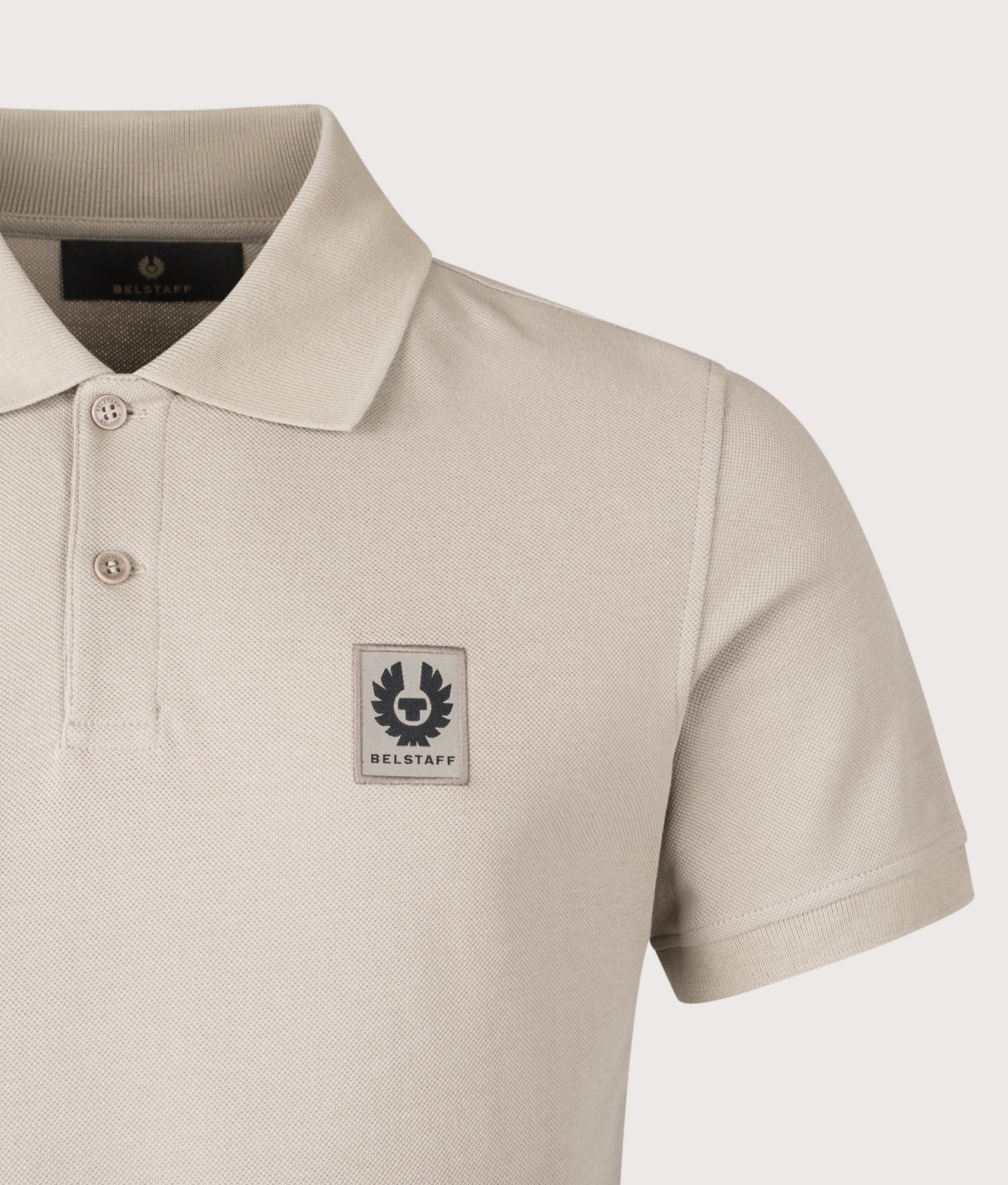 Belstaff Polo Shirt in Dark Sand | Belstaff | EQVVS | Front angle shot 