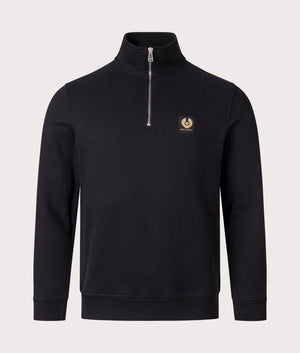 Belstaff Quarter Zip Sweatshirt in Black. EQVVS Front Angle Shot.