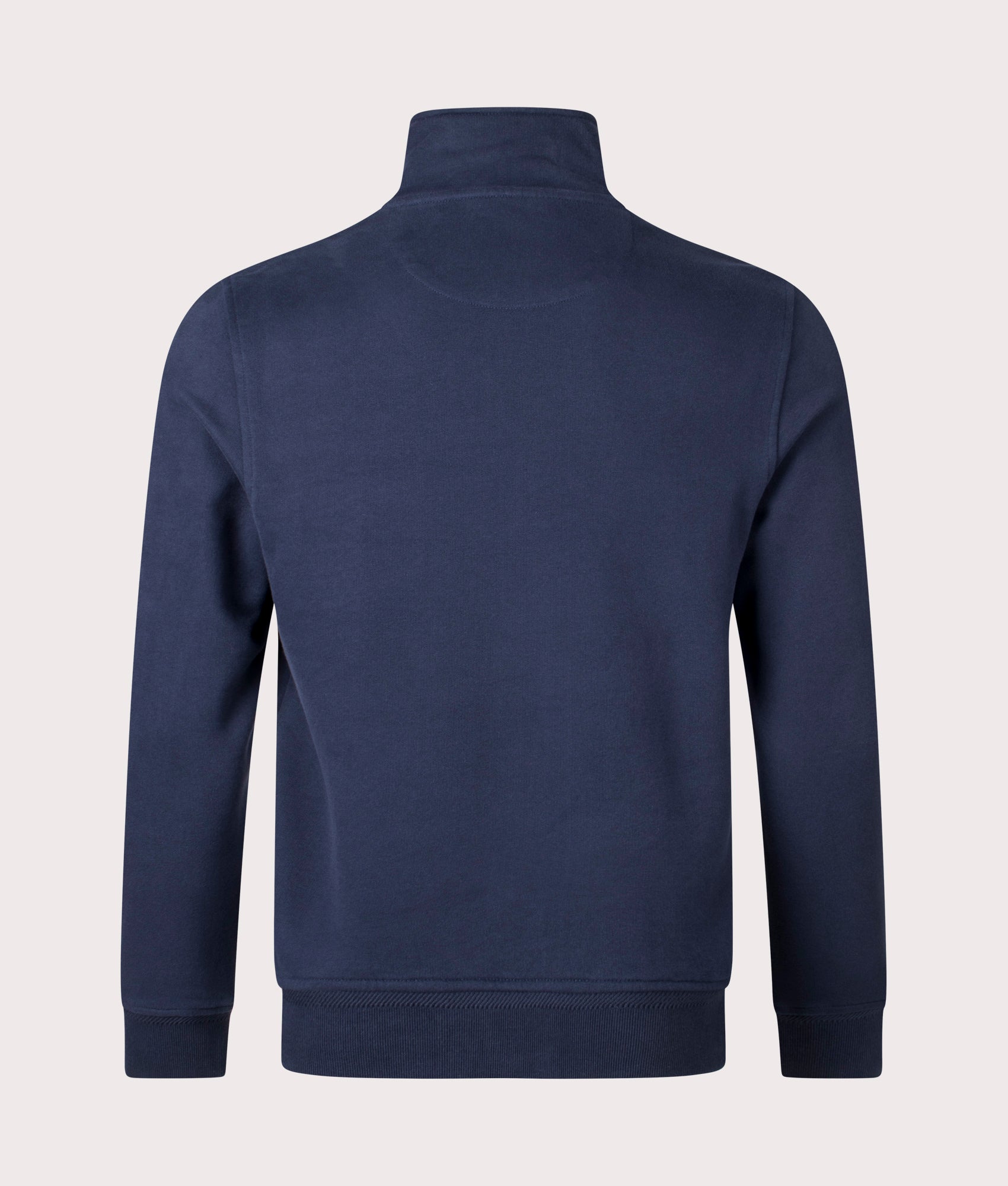 Belstaff Quarter Zip Sweatshirt in Dark Ink at EQVVS Menswear. Back shot.