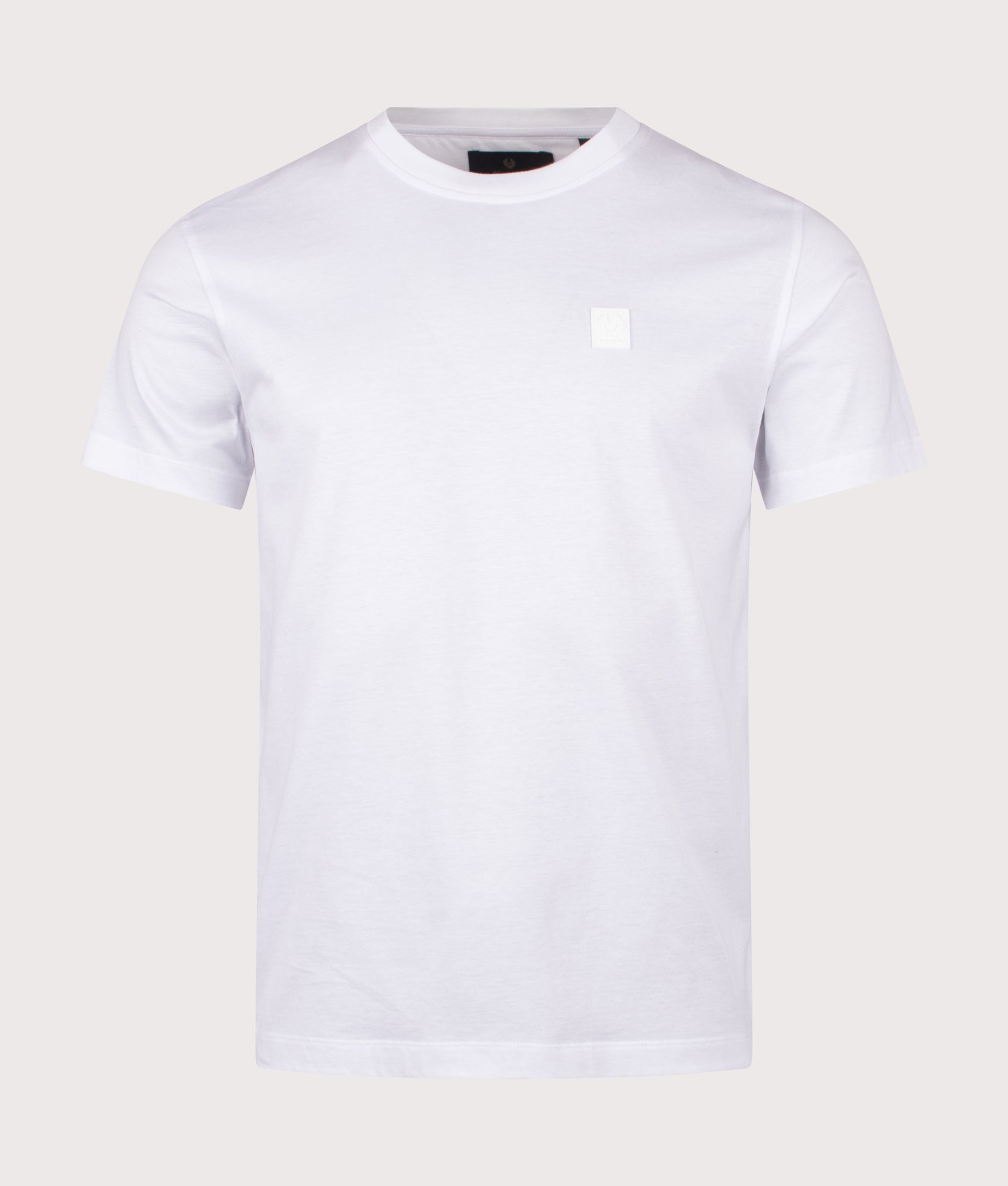 Belstaff Steel T-Shirt in White at EQVVS Menswear. Front shot.