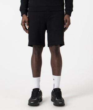 Belstaff Sweat Shorts in Black. EQVVS Front Angle Shot.