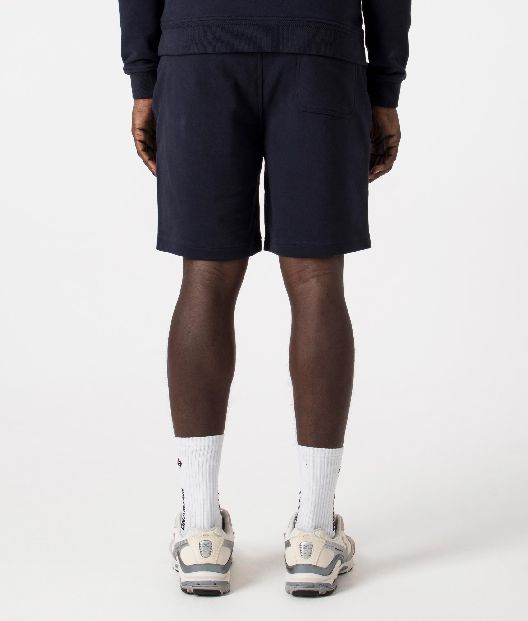  Belstaff Sweat Shorts in Dark Ink. EQVVS Back Angle Shot.