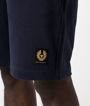 Belstaff Sweat Shorts in Dark Ink. EQVVS Detail Shot.