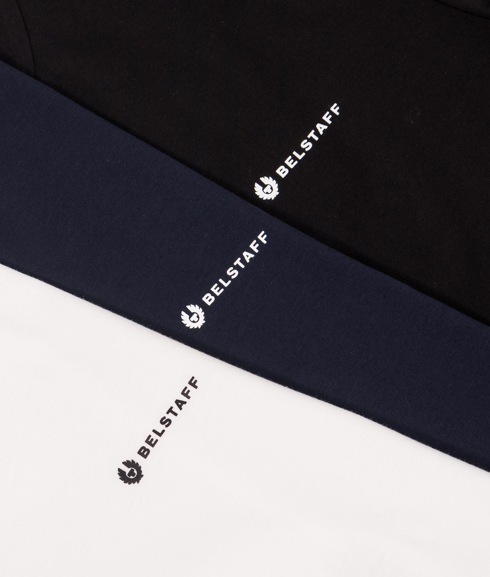 3 Pack T-Shirt in Black/Dark Ink/White | 100% Cotton | Belstaff | EQVVS | Front detail shot 