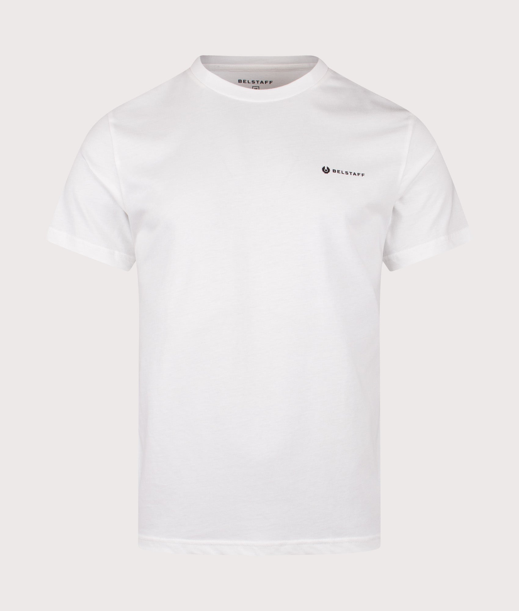 Belstaff 3 Pack T-Shirt in White, Fatigue Green and Old Silver Heather at EQVVS Menswear. White T-shirt shot.