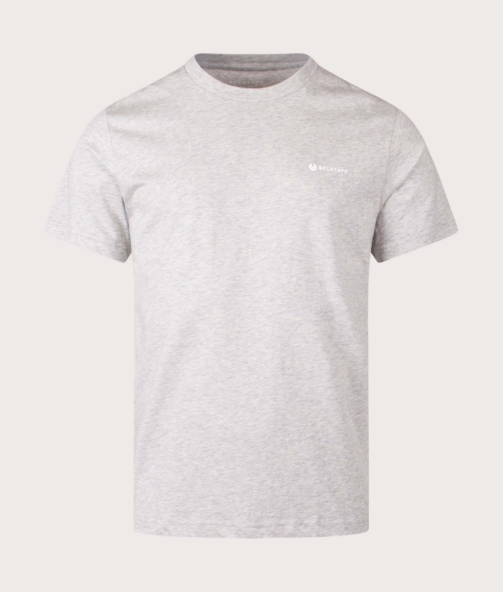 Belstaff 3 Pack T-Shirt in White, Fatigue Green and Old Silver Heather at EQVVS Menswear. Old silver heather T-shirt shot.