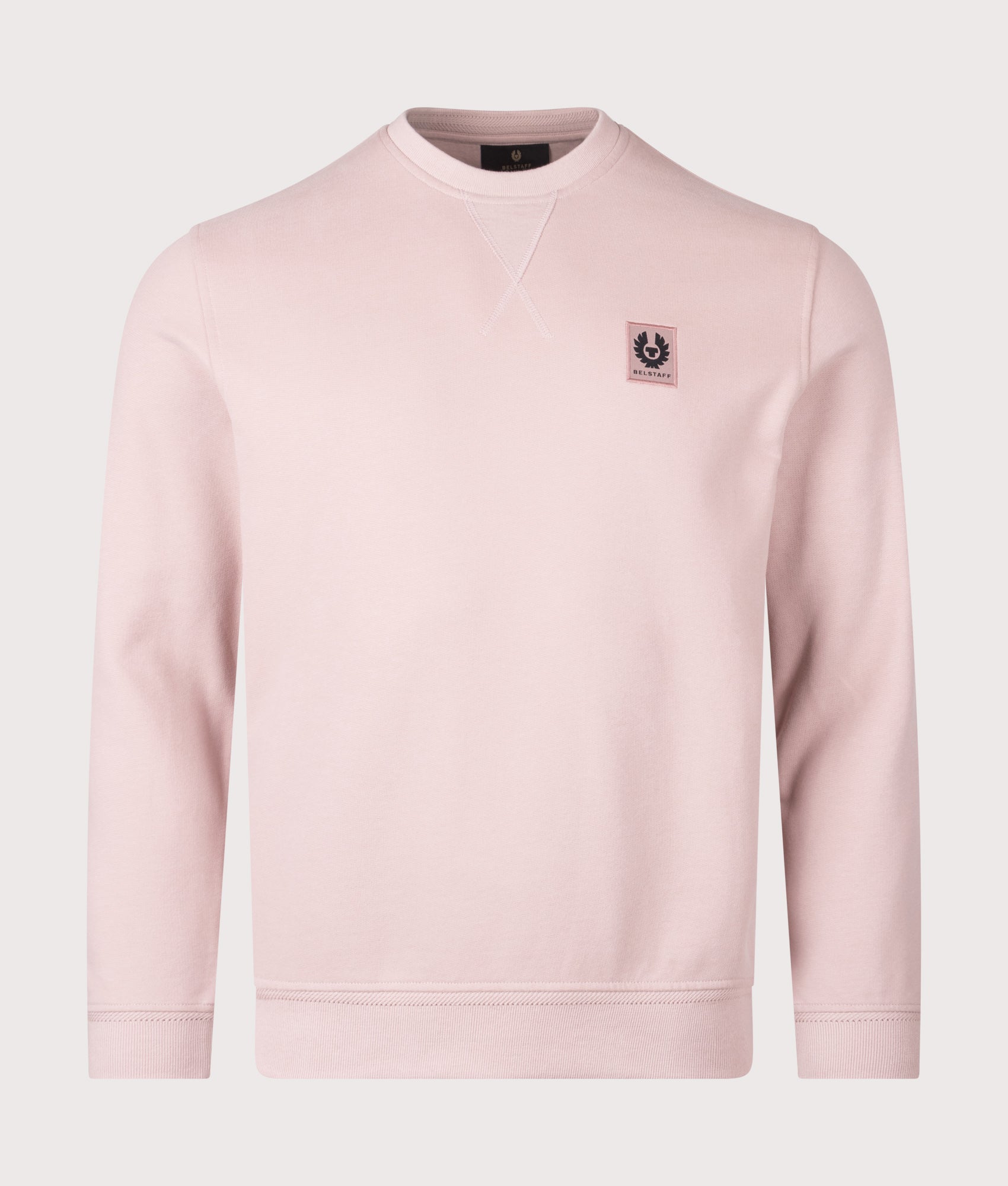 Belstaff Sweatshirt in Dusk Pink at EQVVS Menswear. Front shot.