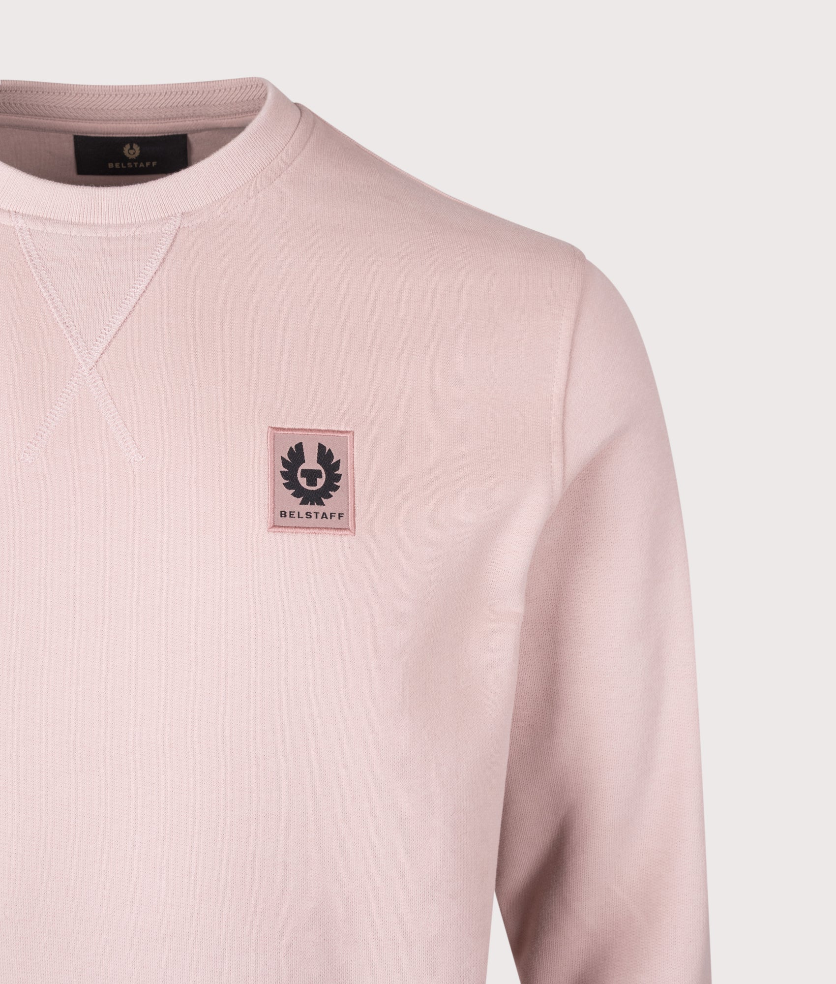 Belstaff Sweatshirt in Dusk Pink at EQVVS Menswear. Detail shot.