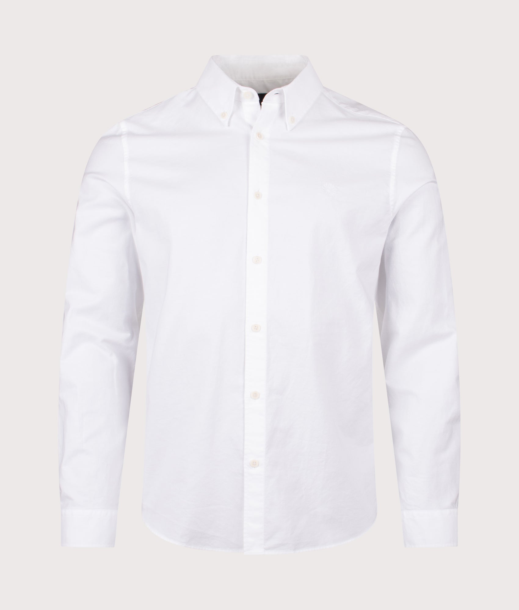 Belstaff Slim Fit Street Shirt in White at EQVVS Menswear. Front shot.